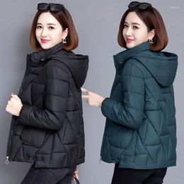 Women's Trench Coats Fashion Hooded Thickened Coat Women Autumn Winter Zipper Loose Padded Female Solid Korean Style V17