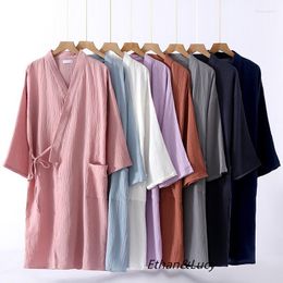 Women's Sleepwear Solid Cotton Robe Female Intimate Lingerie Loose Men And Women Casual Kimono Bathrobe Gown Nightgown Sexy Nightwear