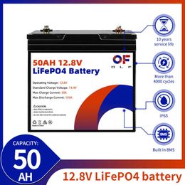 12V 50AH LiFePO4 Battery Built-in Bms Rechargeable 4000 Cycle For Rv Ev Camper Vans Golf Cart Off-Road Solar Power Trucks