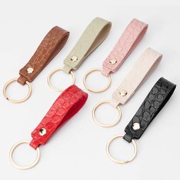 Crocodile Leather Keychain Business Gift Leather Key Chain Men Women Car Key Strap Waist Wallet KeyChains Keyrings 6 Colors