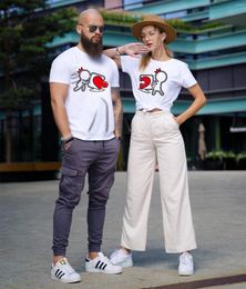 Women's T Shirts Valentine's Day Funny Magnet Couple T-shirts Lover Tshirt Summer Short Sleeve Tee