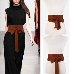 Belts soft suede wide belt for Women retro strap belted dress shirt sweater decorative Ladies Bowknot waist seal 230cm Z0404