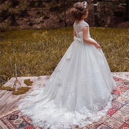 Girl Dresses Flower Dress Tulle Lace Printing Grid Princess Angel First Communion Wedding Party Fantasy Kids Gift