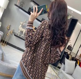 Designer high-quality women's Knits pullover sweater full-body F LOGO jacquard loose round neck long-sleeved sweaters 02