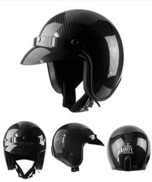 Motorcycle Helmets Light Half Cover Really Carbon Fibre Face Motorbike Helmet Retro Casco Moto Casque Locomotive