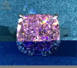 Cluster Rings WUIHA Solid 925 Sterling Silver 3EX Cushion Cut 8CT VVS Pink Created Moissanite Wedding Engagement Customized Ring F6184055