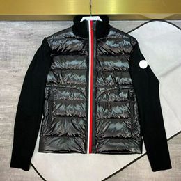 2023 new French mens puffer jacket Men' Embroidered badge wool knit patchwork winter jacket Thin goose Red placket lining down down jacket have NFC