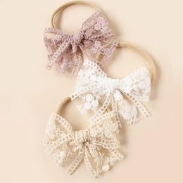 Hair Accessories 1pc Vintage Lace Tie Bow Bands Headband Cute Big Hoop For Baby Girls