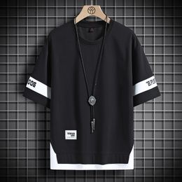 Mens TShirts Summer Short Sleeves Harajuku Korea Fashion White Black T Shirt Streetwear Hip Hop Oversize Tshirt Top Tees Clothes 230404