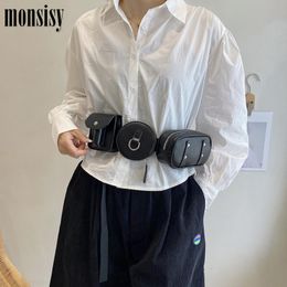 Waist Bags Monsisy Fashion Fanny Pack For Wmen Men 2023 Wasit Bag PU Leather Zipper Pocket Belt Phone Pouch Unisex Chest Bolsa