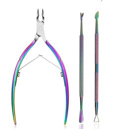 wholes 3 Pieces Cuticle Nipper scissors with Pusher nails Cutter Stainless Steel Remover Tools2336767