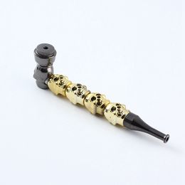 Colorful Metal Alloy Hand Pipes Portable Skull Removable Dry Herb Tobacco Caps Filter Silver Screen Spoon Bowl Innovative Handpipes Smoking Cigarette Holder