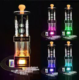 Cross-border source of new Arab shisha bar with light four tube acrylic square water bottle Colour light Shisha