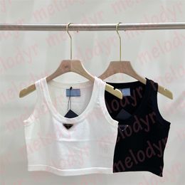 Women Sport Vest Summer Short T Shirt Metal Badge Sleeveless Knitted Tank Tops High Elasitc