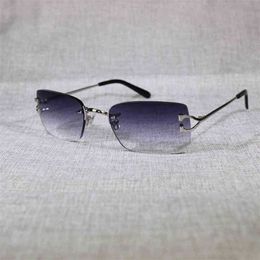 2023 Designer Glasses New Vintage Rimless Sunglasses Men Metal Clear Frame Square Shades For Women Summer Club Oculos Glasses