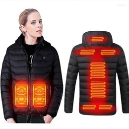 Women's Trench Coats Winter Women 9 Area Heating Jackets Female Warm USB Padded Jacket Smart Thermostat Hooded Heated Clothing