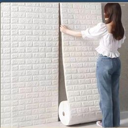 Wallpapers Children's Room Warm Waterproof 3D Self-adhesive Wall Stickers Continuous Brick Wallpaper Living Bedroom Home Decoration 1M