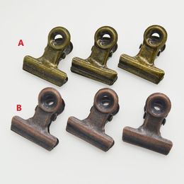 4 Size Retro Round Metal Grip Clips Bronze Bulldog Clip Metal Ticket Paper Clip For Tags Bags Office dh9573