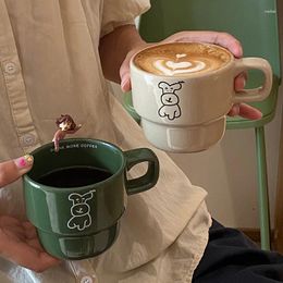 Mugs 280ml Ceramic Mug Cute Dog And Letter Pattern Coffee Cup Korea Style Niche Cartoon Water Cups Kitchen Drinkware