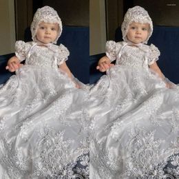 Girl Dresses Lace Christening Gown For Baby First Communion Dress Infant Toddler Girls Baptism With Bonnet