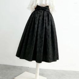 Skirts Spring Autumn Trendy Korean Style 50s Vintage Elegant Boutique Black High Waist Pleated Midi Skirt S-2XL Butterfly Hepburn