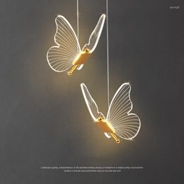 Pendant Lamps Butterfly Bedside Chandelier Bedroom Lights Restaurant Bar LED Small