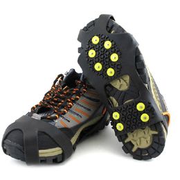 Crampons 1 Pair 10 Studs AntiSkid Ice Gripper Climbing Shoe Spikes Grips Cleats Winter Anti Slip Shoes Cover 230404