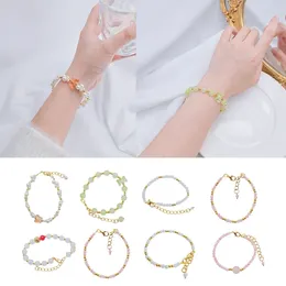 Link Bracelets Butterfly Charm Stretch For Women Imitation Pearl Beaded Bracelet Handmade Elastic Rope Jewellery 2023 Wholesale