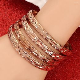 Bangle 8MM 4Pcs Dubai Gold Jewelry For Women Men Color Ethiopian African Bangles Bracelets