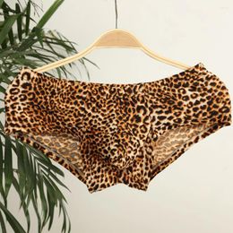 Underpants Fashion Men Well-looking Underwear Leopard Print Boxer Briefs Low Waist Bulge Pouch Jockstrap Sexy Breathable Lingerie Panties