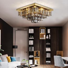 Chandeliers Square Modern Luxury Crystal Chandelier For Living Room Creative LED Lamp Black Gold Ceiling Bedroom Lighting Fixture