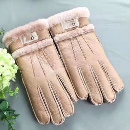 Gloves gloves luxury women fingertip gift wool of sheep men five finger mittens new waterproof riding plus velvet thermal fitness motorcy