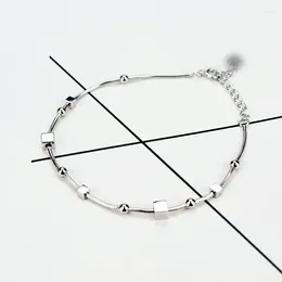 Link Bracelets FoYuan Silver Color Boutique Square Bracelet Women's Japanese Korean Sweetness Smooth Ball Personality Jewelry