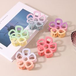 Gradient Summer Colour Flower Shape Hair Claw Clips For Women Candy Colour Crab Hair Claws Ponytail Holder Hairpin Ladies Headwear Accessories 2937