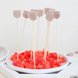 Forks Sticks Drink Bear Picks Skewers Cocktail Fruit For Party Kids Toothpicks Buffet Bamboo Dec Disposable Decorative