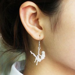 Stud Earrings Earring Wire Ear Hook Dangle Pole Dancing Girl Rhinestones Woman A Pair Accessories Nickel-free Fashion Jewelry