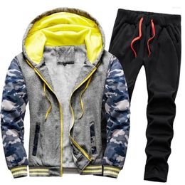 Men's Tracksuits Tracksuit Men Winter Plus Velvet Warm Thickened Sportswear Casual Hooded Sweatsuit Two Piece Running Sports Suit