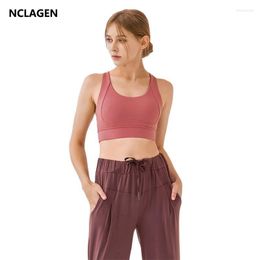 Yoga Outfit NCLAGEN Sport Bras Women High Support Impact Running Underwear Back Cross Fitness Vest Removable Chest Pad Gym Crop Tank Top