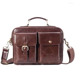 Briefcases Designer Men's Large Capacity Cross-body Bag Briefcase Multifunctional One Shoulder Oblique Hand Head Layer Cowhide