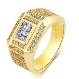 Choucong Brand Wedding Rings Luxury Jewellery 925 Sterling Silver 18K Gold Fill Princess Cut White Topaz CZ Diamond Gemstones Party Men Wedding Band Ring Gift
