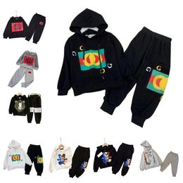 Autumn and winter new male and female children hooded warm hoodie with trousers classic casual high quality fashion brand children's wear size 90-160cm h05