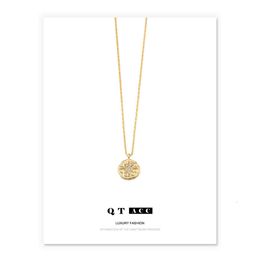 Delphes North Star Coin Button Pendant Necklace Ins Octagon Gold Plated Lock Bone Chain silver fashion Jewellery Sale swarovski elements