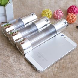 Storage Bottles 1PCS Luxury Silver Empty Airless Pump Mini Portable Vacuum Cosmetic Lotion Treatment Travel Bottle