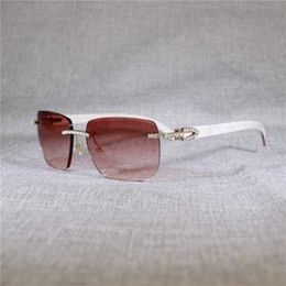 Women's Luxury Designer Rhinestone Peacock Wood Rimless Men Natural Buffalo Horn Oversize Square Retro Shades Oculos Eyewear for Club