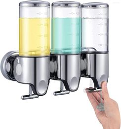 Bath Accessory Set 3 In 1 Chamber Wall Mounted Bathroom Shower Pump Dispenser And Organizer Wall-mounted Manual Hand Sanitizer Holds Sh