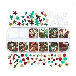 Nail Art Decorations 12 Grids Christmas Snowflake Sequin For Face Body Eye Shadow Lips Cheek