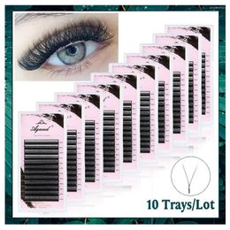 False Eyelashes AGUUD 10 Trays/lot YY Shape Eyelash Extension Supplies Hand Woven Premium Soft Brazilian Volume Fan Lashes