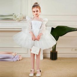 Girl Dresses Ivory Puffy Flower Dress Real Picture Tulle Girls Princess Wedding Party Knee-Length First Communion Gown