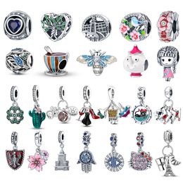 925 silver Fit Pandora Original charms DIY Pendant women Bracelets beads Colour Cactus Pendants Elephant Nose Pot Charms