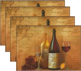 Table Mats 4 Pcs Vintage Wine Glass Placemats Washable Heat For Kitchen And Dining Tables Decoration Indoor Outdoor Dinner